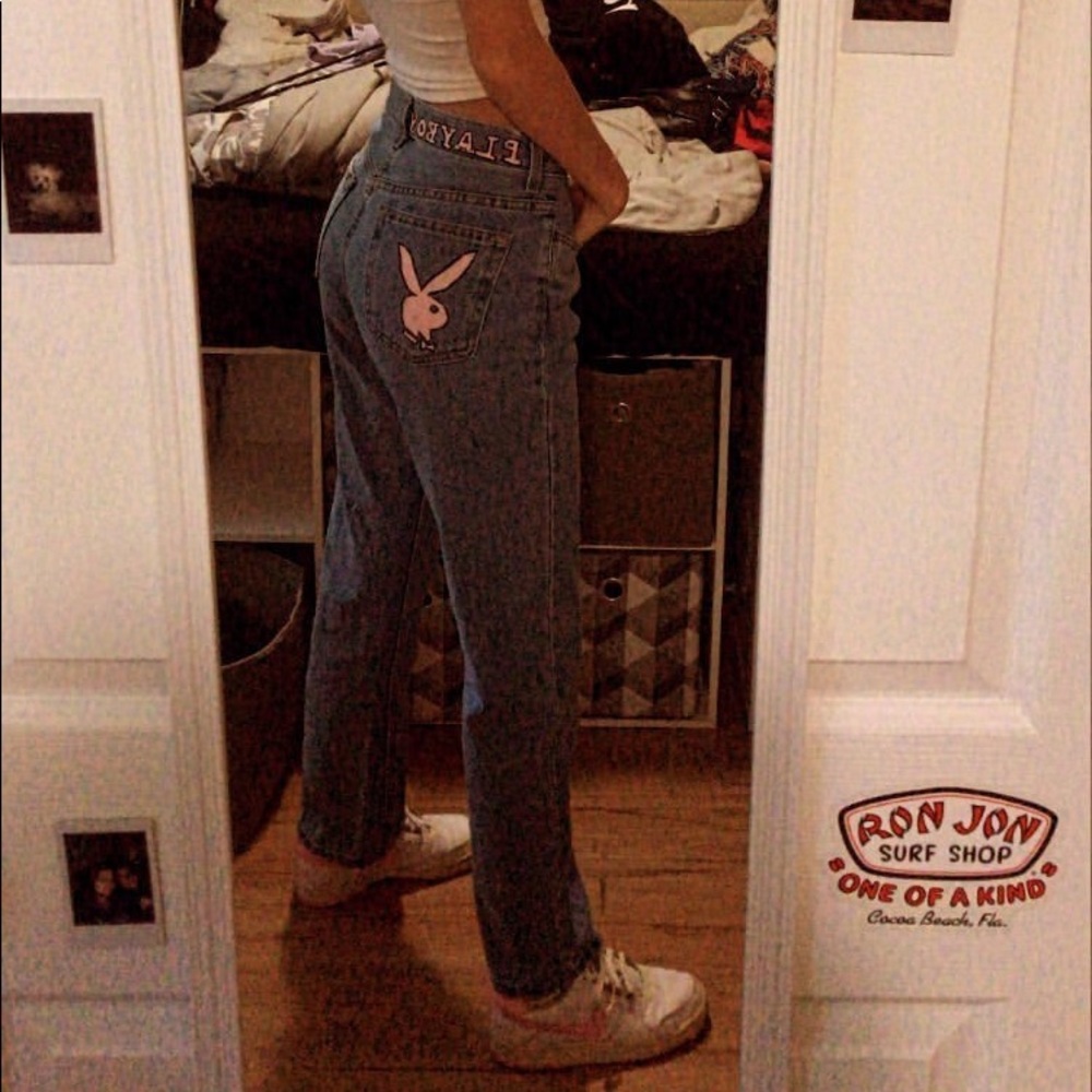 Cute playboy painted jeans